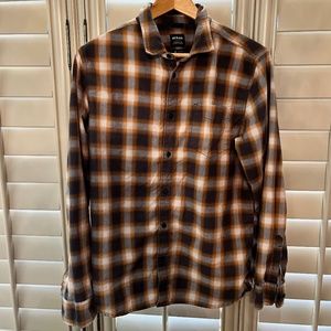 Prana flannel button down shirt. Size Medium. Brown/Orange Plaid